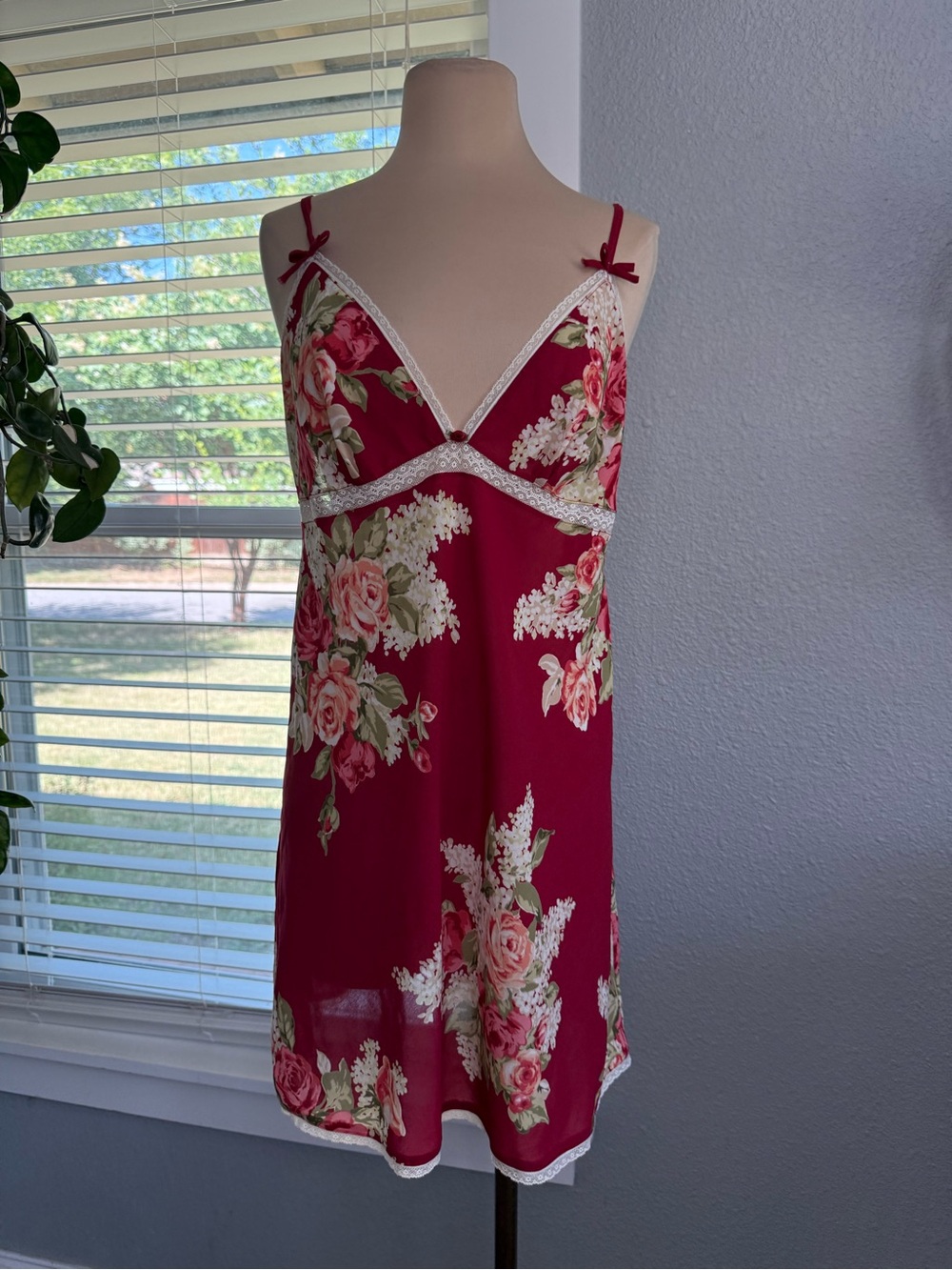 Oscar de la Renta Pink Label Floral Lace Trim Slip Dress Size XL